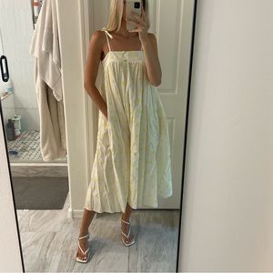 White and yellow polka dot dress